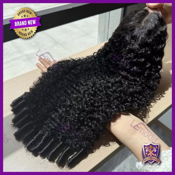 32 Inch Human Hair Lace Front Wig 200 Density Curly Glueless Medium Cap main image 6